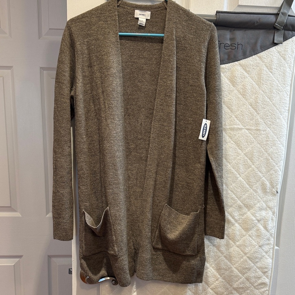 Old Navy Open-Front Pocket Cardigan in Taupe Heather